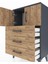 Arges Komodin Tek Raflı 3 Çekmeceli 2 Kapaklı 60X30X96 Antrasit-Çam 5