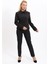 Peplum Ceket & Boru Paça Pantolon Takım-Siyah 2