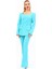 Kare Yaka Ceket & Ispanyol Paça Pantolon-Turkuaz 1