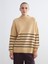Yeni Sezon Yarım Balıkçı Yaka Çizgili Oversize Kadın Triko Kazak 1