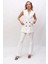 Blazer Yelek & Ispanyol Paça Pantolon-Beyaz 1