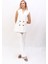 Blazer Yelek & Ispanyol Paça Pantolon-Beyaz 5