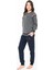 20118 Kadın Antrasıt Melanj Yuvarlak Yaka Uzun Kollu Pijama Takımı 2