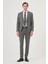 Erkek Füme Poliviskon Trend Çizgili Slim Fit Mono Yaka Çift Kapak Cepli Takım Elbise 3