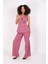 Abiye Yelek & Yüksek Bel Bol Paça Pantolon Takım-Rose 5