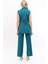 Blazer Yelek & Bol Paça Pantolon-Petrol 3