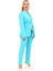 Kendinden Dik Yakalı Ceket & Dar Paça Pantolon-Turkuaz 3