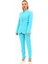 Kendinden Dik Yakalı Ceket & Dar Paça Pantolon-Turkuaz 5