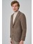 Erkek Kahve Örme Slim Fit Mono Yaka Ceket 4