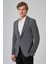 Erkek Siyah Poliviskon Trend Desenli Slim Fit Mono Yaka Dokuma Ceket 1