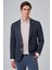 Erkek Lacivert Örme Trend Desenli Slim Fit Mono Yaka Ceket 2