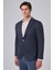 Erkek Lacivert Örme Trend Desenli Slim Fit Mono Yaka Ceket 3