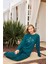 Kadın Lavin Ribana Manşetli Teal Renk Koton Pijama Takım 0524 2
