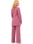 Erkek Yaka Kuruvaze Uzun Ceket & Bol Paça Pantolon-Rose 3