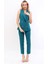 Abiye Yelek & Boru Paça Pantolon Takım-Petrol 3