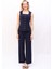 Boydan Düğmeli Yelek & Bol Paça Pantolon Takım-Lacivert 4