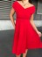 Kayık Yaka Midi Boy Kırmızı Elbise 583259 3