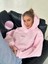 Kadın Baskılı Sweatshırt Kapüşonlu Oversize 3 Iplik Pamuklu 1
