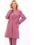 Kendinden Dik Yakalı Tek Düğmeli Uzun Ceket-Rose 5