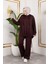 Modal Kumaş Kahverengi Oversize Ikili Takım 4