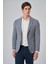 Erkek Lacivert Örme Trend Desenli Slim Fit Mono Yaka Ceket 3