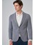 Erkek Lacivert Örme Trend Desenli Slim Fit Mono Yaka Ceket 4