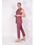 Blazer Yelek & Boru Paça Pantolon-Rose 2