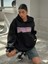 Kadın Baskılı Sweatshırt Kapüşonlu Oversize 3 Iplik Pamuklu 5