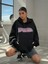 Kadın Baskılı Sweatshırt Kapüşonlu Oversize 3 Iplik Pamuklu 7