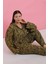 Modaserdem Akbeniz Kadın Büyük Beden Tropikal Yaprak Desenli Düğmeli Pijama Takımı 3
