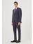 Erkek Lacivert Yünlü 8-Drop Trend Çizgili Slim Fit Sivri Yaka Takım Elbise 4
