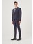 Erkek Lacivert Yünlü 8-Drop Trend Çizgili Slim Fit Sivri Yaka Takım Elbise 5