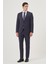 Erkek Lacivert Yünlü 8-Drop Trend Çizgili Slim Fit Sivri Yaka Takım Elbise 6