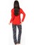 20167 Kadın Kırmızı Yuvarlak Yaka Uzun Kollu Pijama Takımı 3