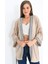 Kadın Kimono Yaka Desenli Kimono Kadın Ceket Bej - 23126 1