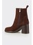 Kahve Deri Kadın Orta Topuk Bot 3