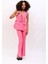 Kemerli Klasik Yelek & Ispanyol Paça Pantolon Takım-Pembe 3