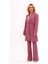 Kendinden Dik Yakalı Tek Düğmeli Uzun Ceket & Ispanyol Paça Pantolon-Rose 2