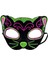 Siyah Kadife Kaplama Üzeri Pembe Yeşil Sim Işlemeli Kedi Maskesi 20X13 cm 2