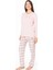 20169 Kadın Pembe Yuvarlak Yaka Uzun Kollu Pijama Takımı 1