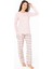 20169 Kadın Pembe Yuvarlak Yaka Uzun Kollu Pijama Takımı 2