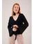 Ön Bağlamalı Volan Kol Siyah Bluz 4