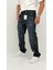 Hope Baggy Denim Koyu Mavi Lazer Baskı Detaylı Erkek Jean Pantolon 2