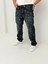 Hope Baggy Denim Koyu Mavi Lazer Baskı Detaylı Erkek Jean Pantolon 4