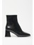 Kadın Siyah Rugan Bot & Bootie Küt Burun Topuklu Fermuarlı Şık 2