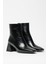 Kadın Siyah Rugan Bot & Bootie Küt Burun Topuklu Fermuarlı Şık 5