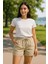 Krem Regular Bağcıklı Kadın Short 1