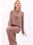 Oval Dik Yaka Kısa Ceket-Kahve 1