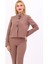Oval Dik Yaka Kısa Ceket-Kahve 5