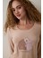 Bej Dreaming Leopar Desenli Bisiklet Yaka Uzun Kollu Pijama Üstü 2